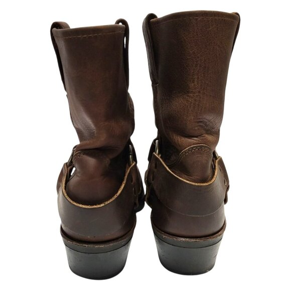 FRYE 8R Harness Short Boot Brown Oiled Leather Western Cowgirl Moto Engineer - Picture 6 of 10